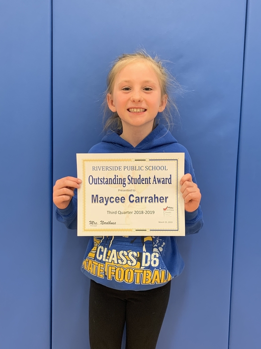 Third Quarter 3-5th grade Outstanding Student Maycee
